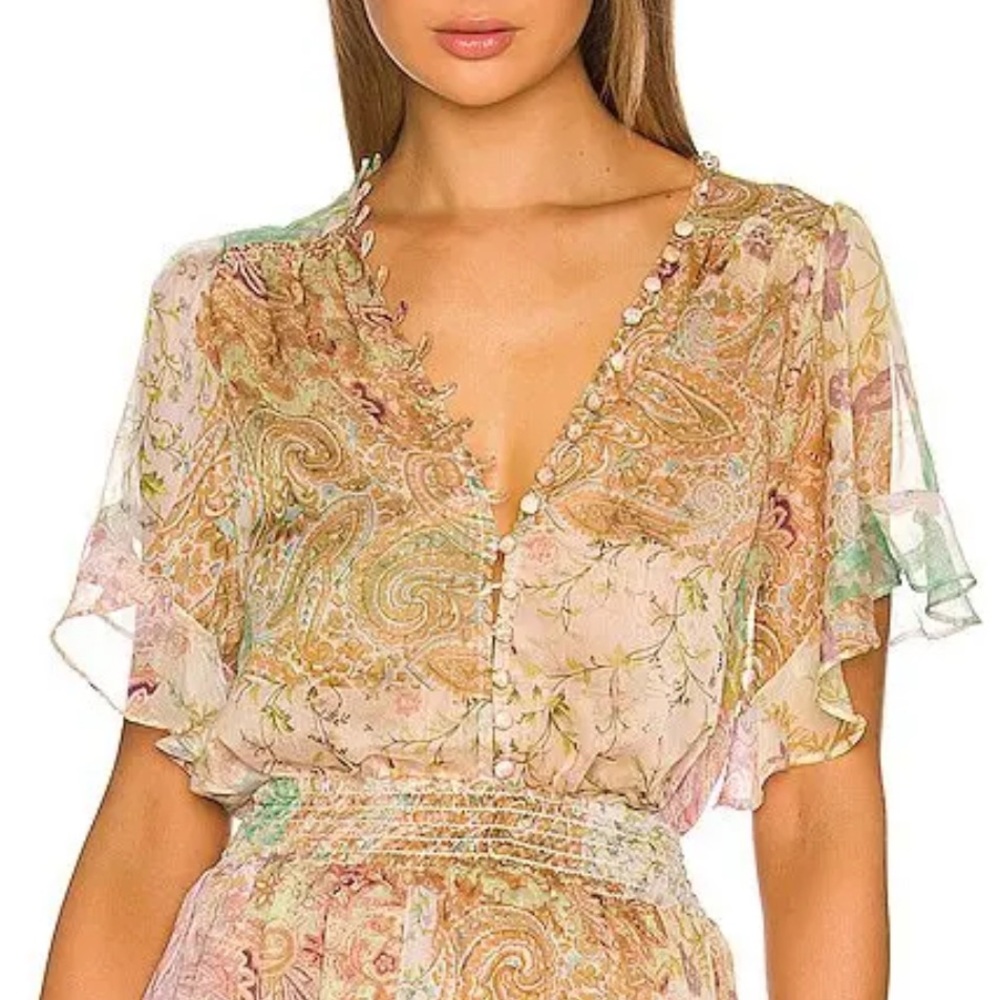 Misa Para Sheer Chiffon Blouse Top in Ischia Paisley Size S - Picture 16 of 16